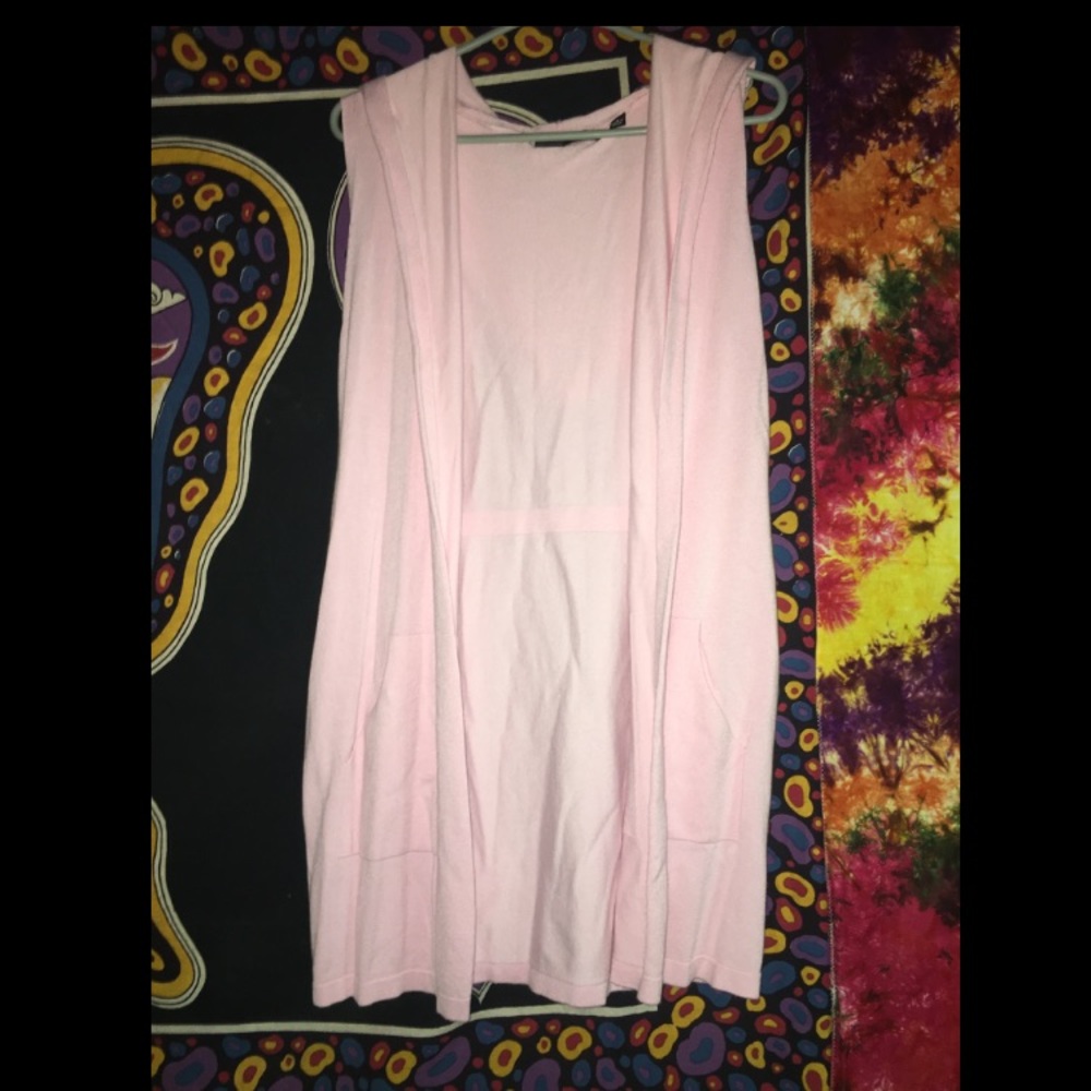 Pink sleeveless cardigan